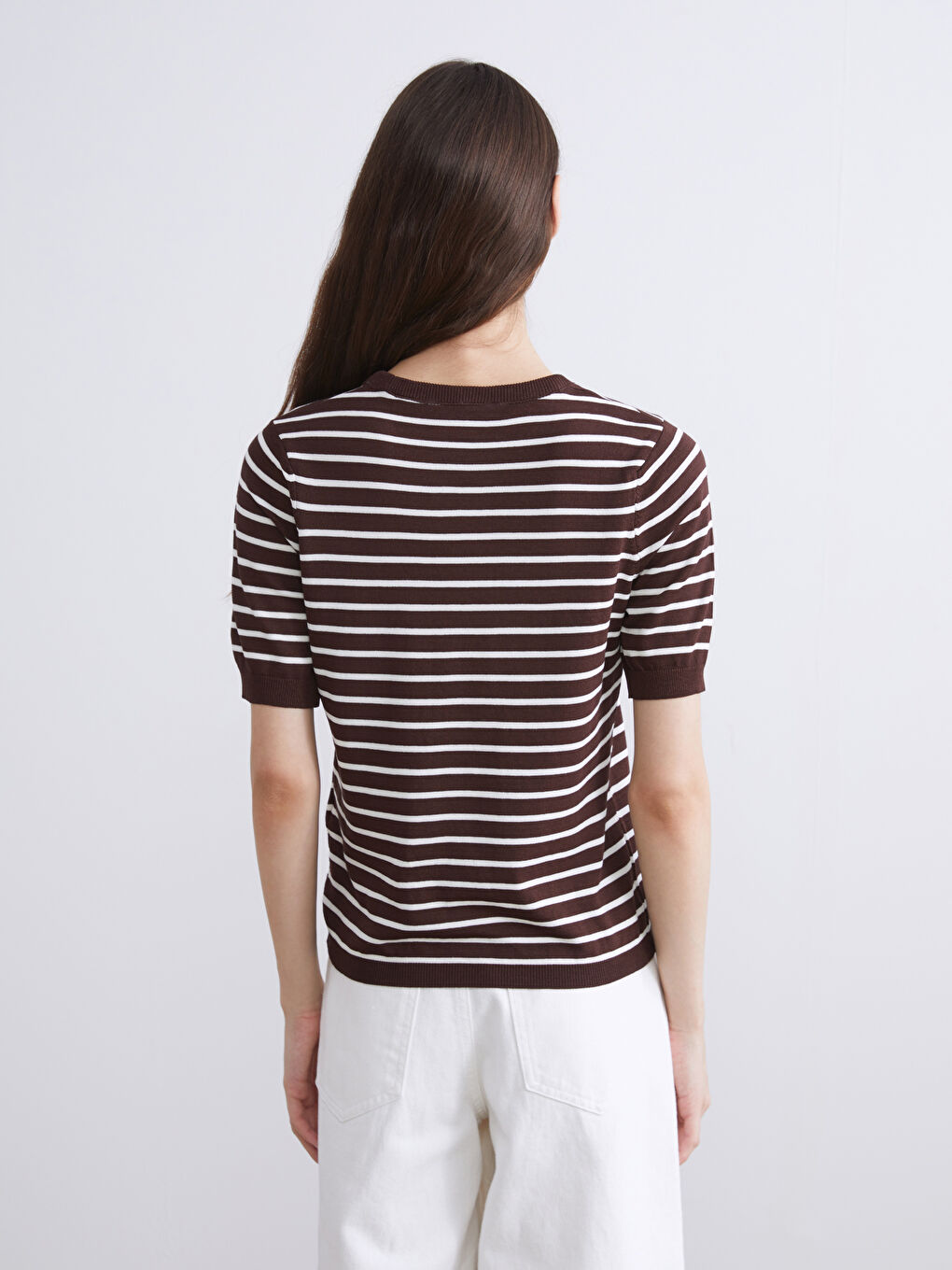 Crew Neck Striped Women's Knitwear Sweater-3