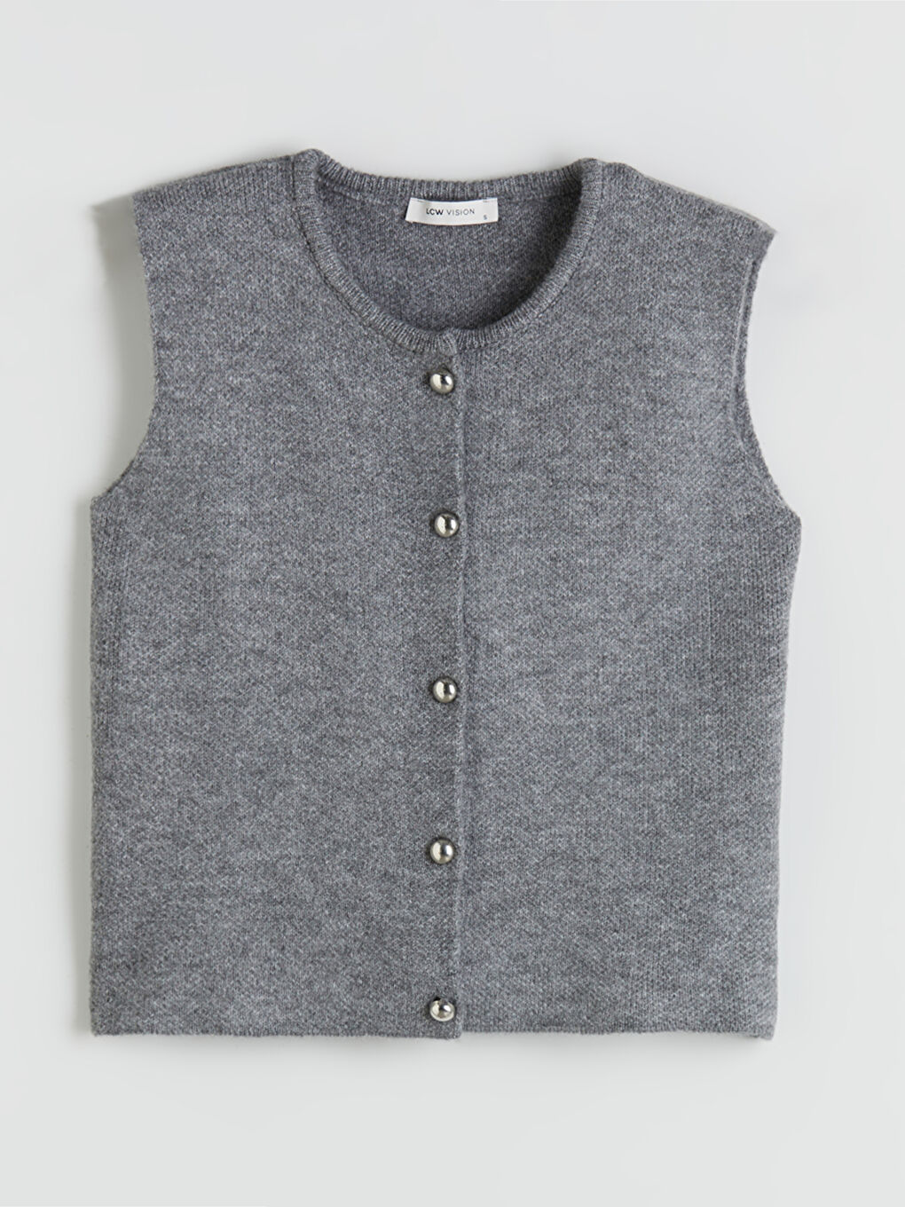 Antrasit Bisiklet Yaka Kadın Triko Yelek-4