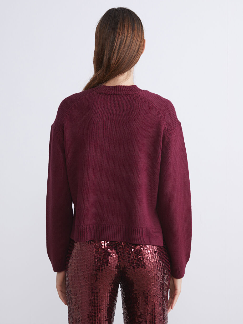 Crew Neck Oversize Women's Knitwear Sweater-3