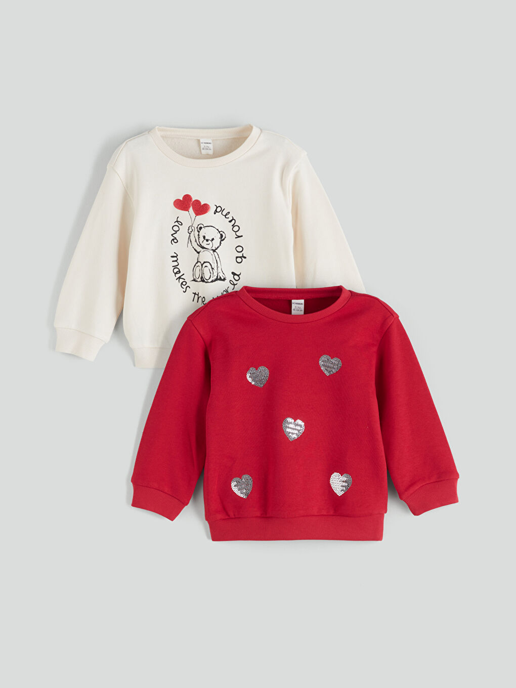 Crew Neck Printed Girls Sweatshirt 2 Pack