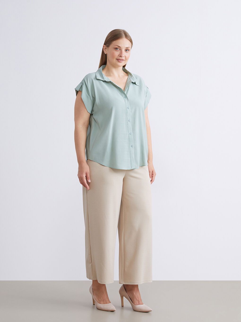 Yeşil Loose Fit Kadın Gömlek-5