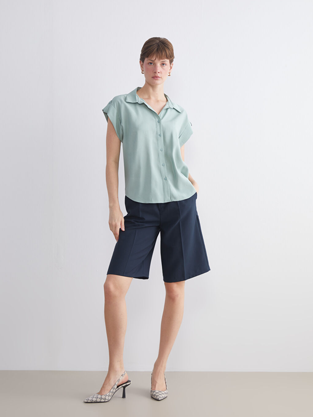 Yeşil Loose Fit Kadın Gömlek-2