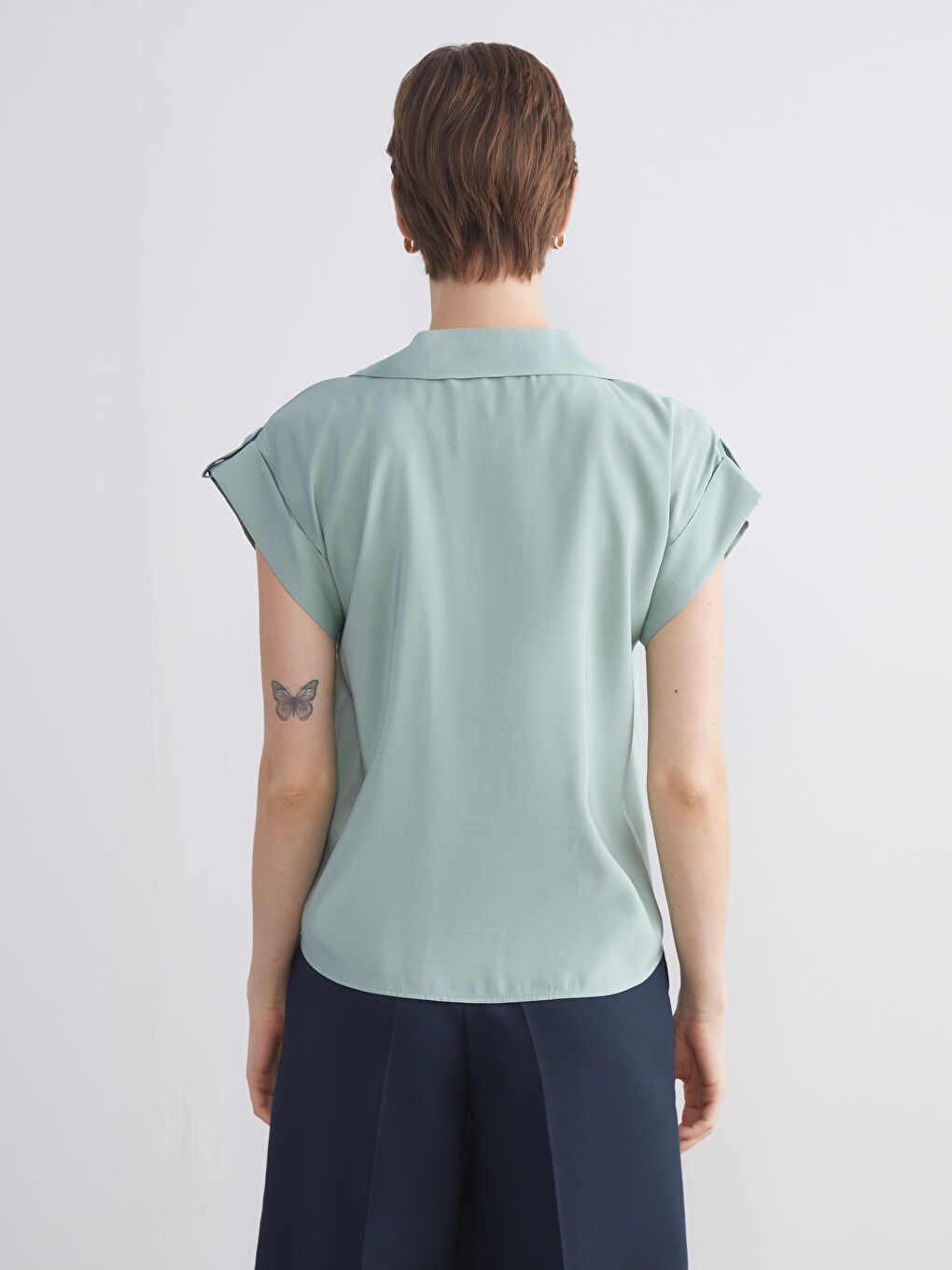 Yeşil Loose Fit Kadın Gömlek-4