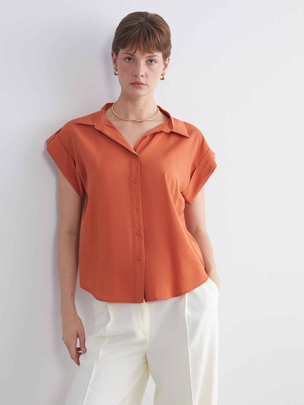 Turuncu Loose Fit Kadın Gömlek