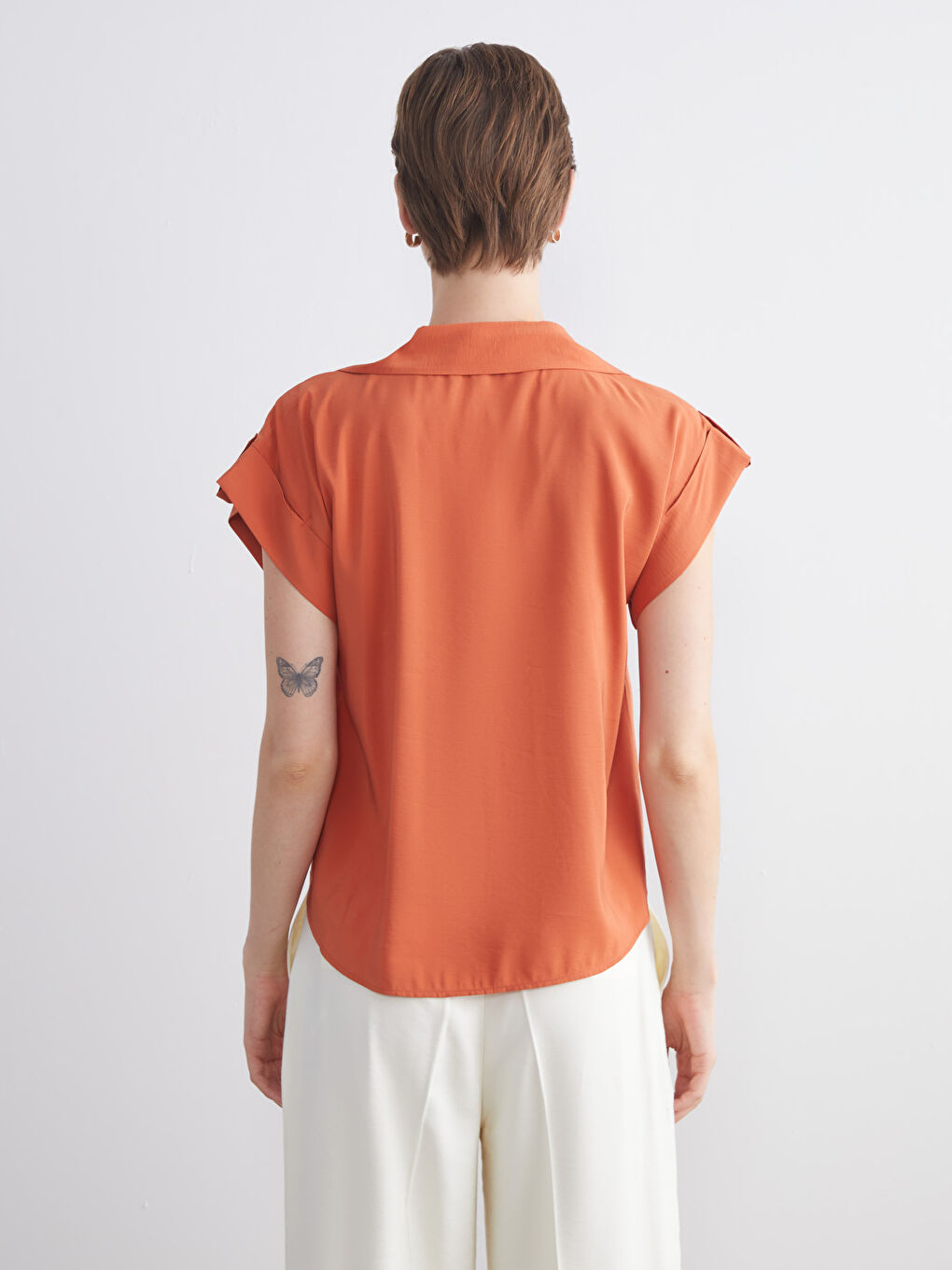 Turuncu Loose Fit Kadın Gömlek-3