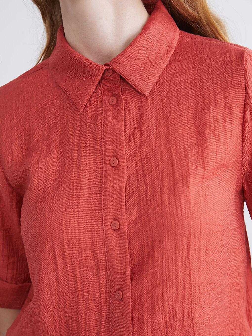 Turuncu Dokulu Kadın Gömlek-3