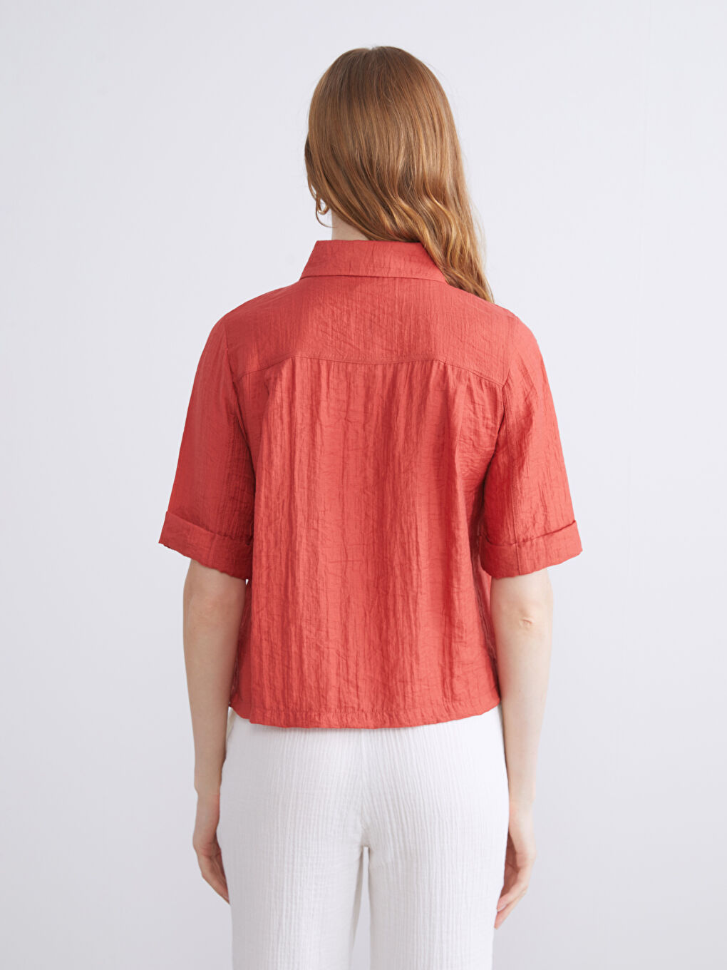 Turuncu Dokulu Kadın Gömlek-4