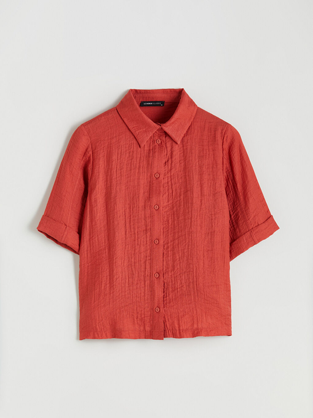 Turuncu Dokulu Kadın Gömlek-5