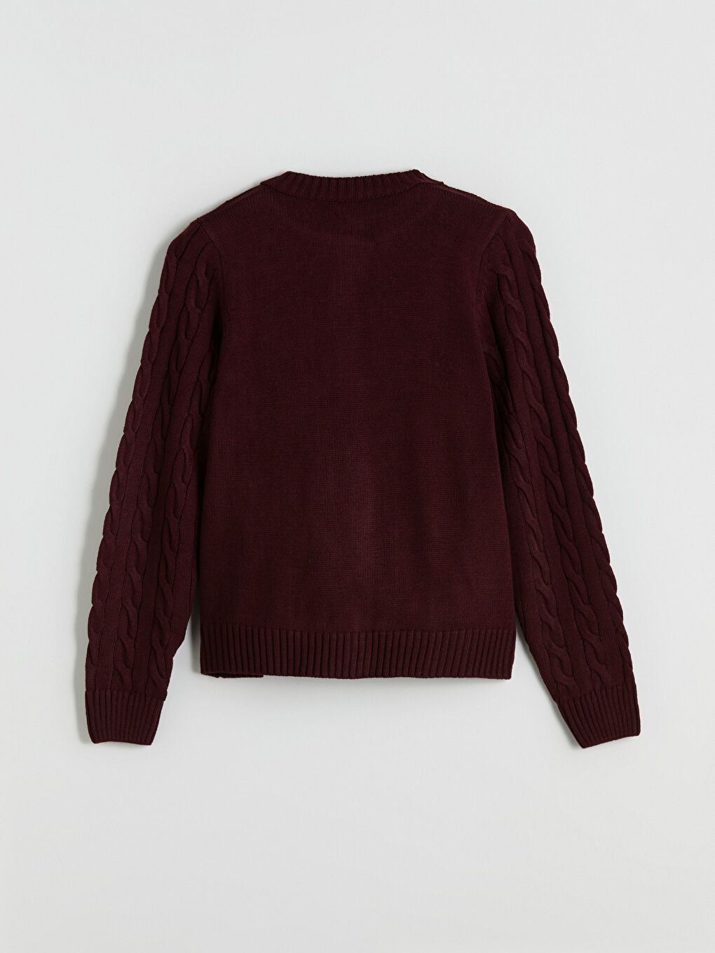 Bordo Bisiklet Yaka Kendinden Desenli Kadın Triko Hırka-5