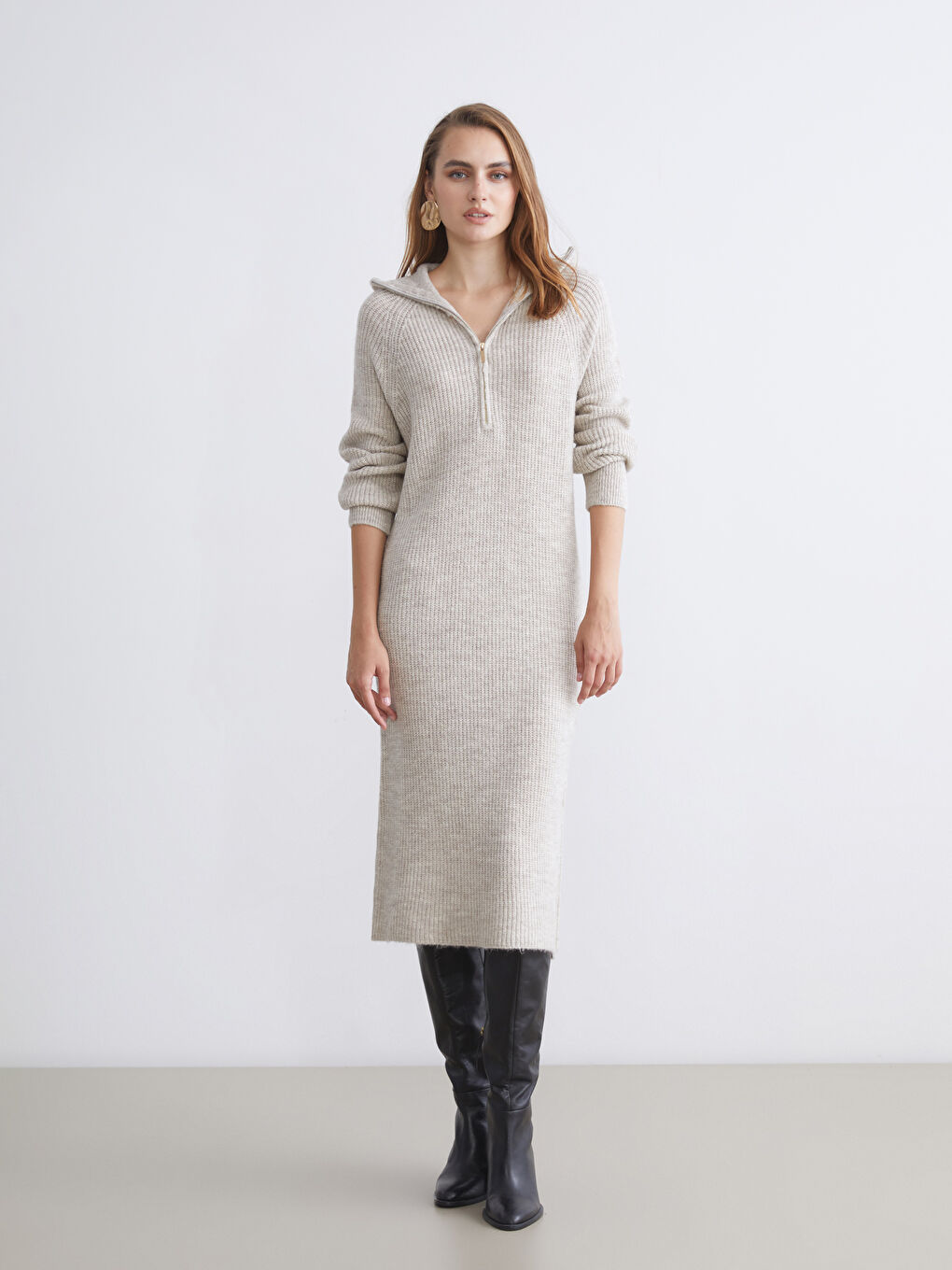 LCWAIKIKI Classic Neckband Tricot Dress -W5FG34Z8-CTC
