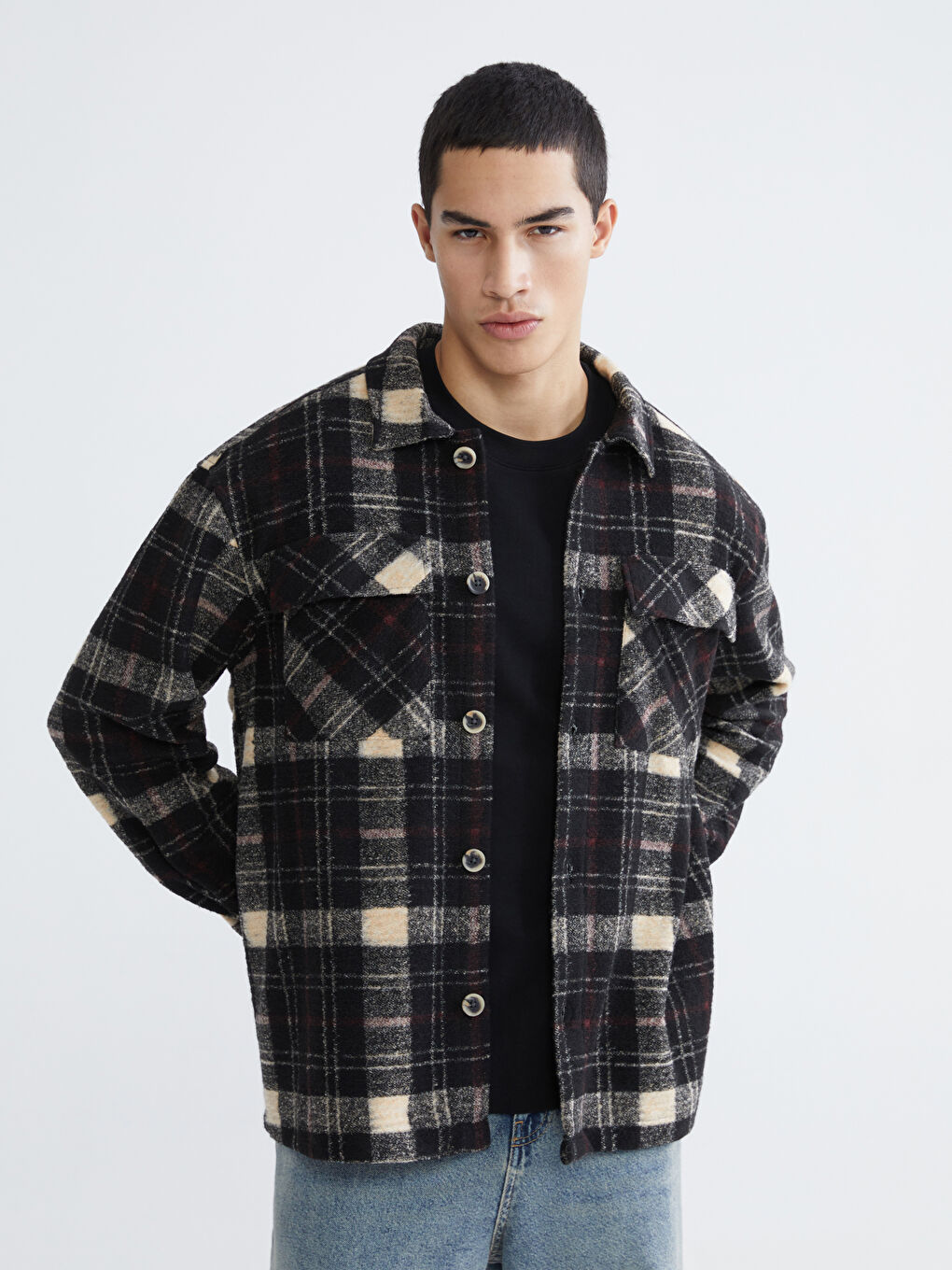 Comfortable Fit Plaid Men's Shirt Jacket