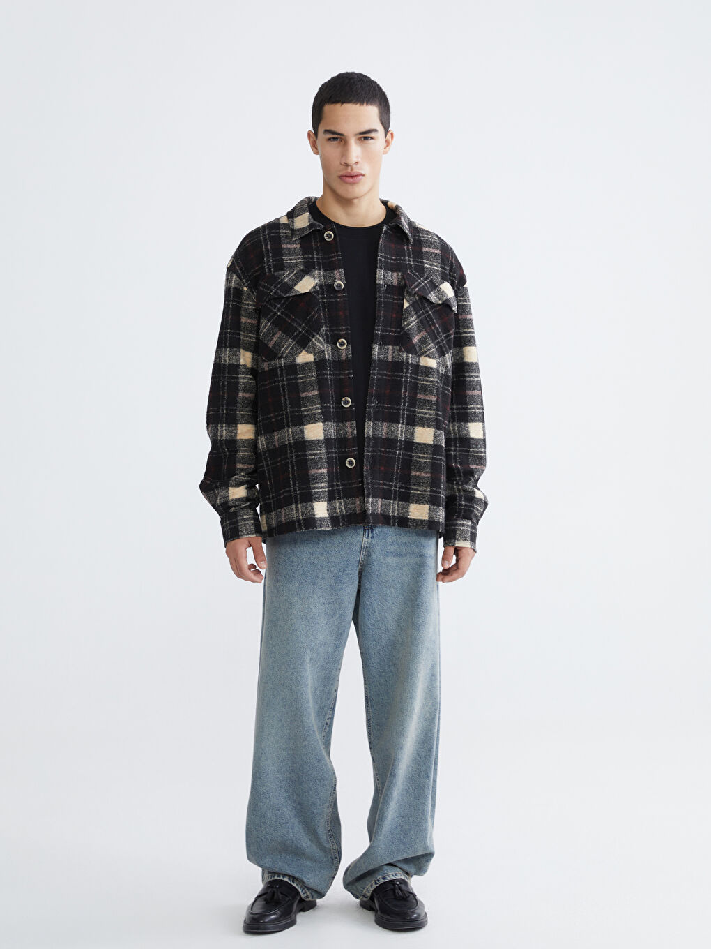 Comfortable Fit Plaid Men's Shirt Jacket-1