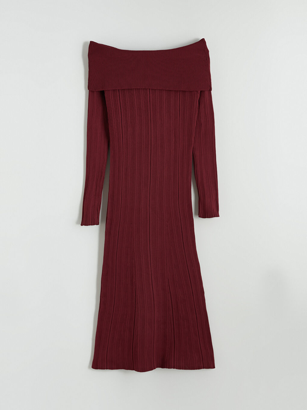 Kırmızı Kayık Yaka Triko Elbise-4