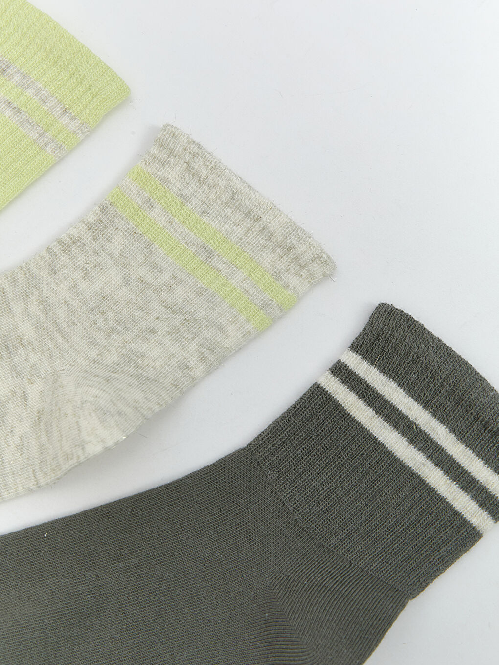 Yeşil Çizgili Kadın Soket Çorap 3'lü-1