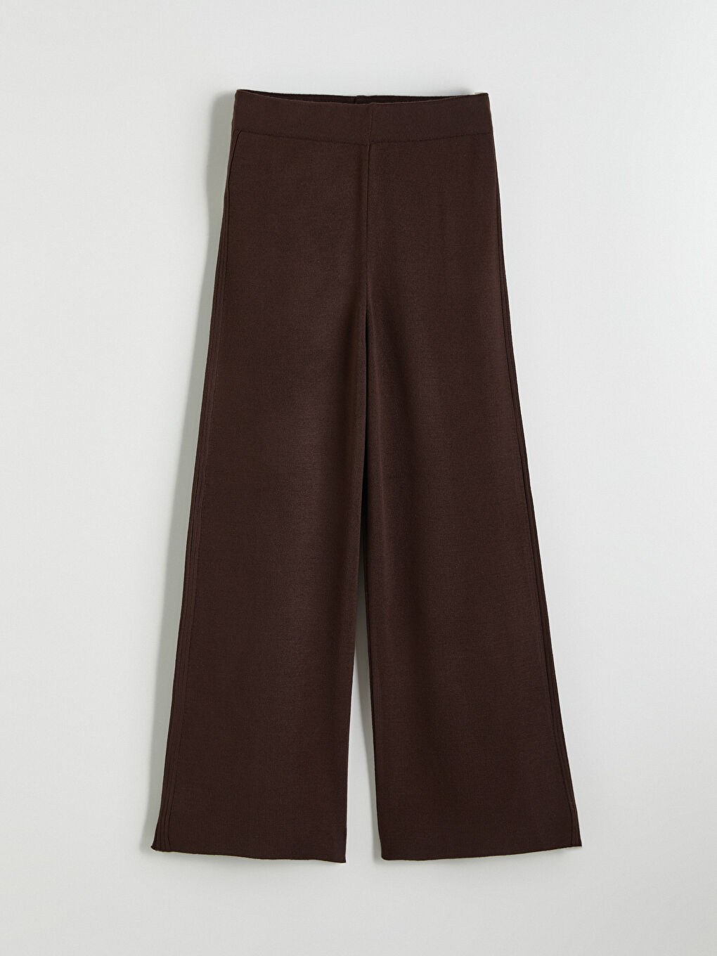 Kahverengi Beli Lastikli Kadın Triko Pantolon-4