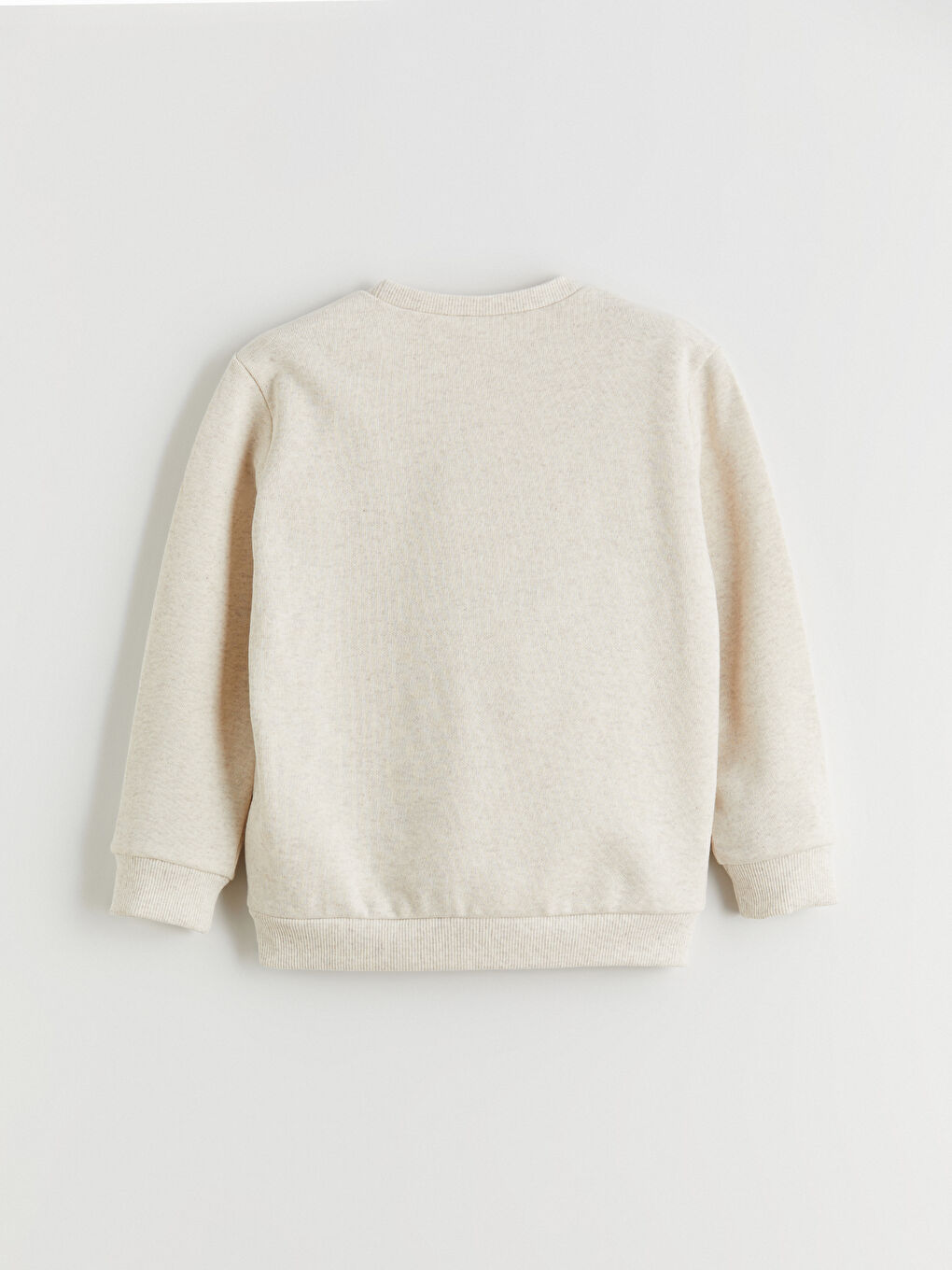 Beyaz Bisiklet Yaka Baskılı Erkek Çocuk Kalın Sweatshirt-1