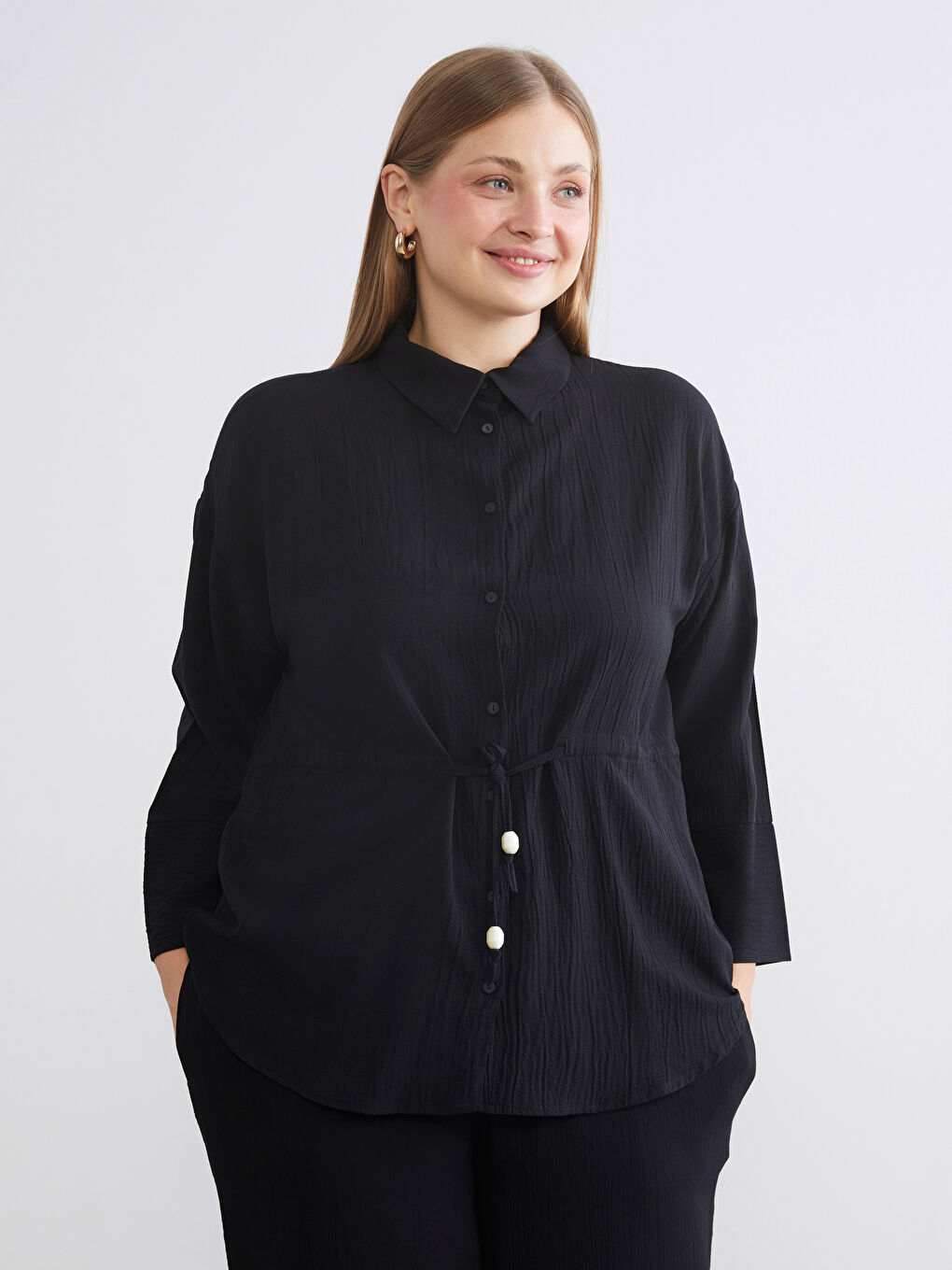 Plus Size Textured Women's Shirt-1