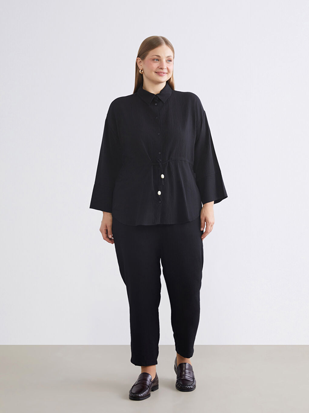 Plus Size Textured Women's Shirt-7