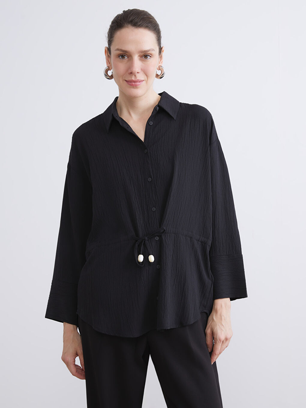 Plus Size Textured Women's Shirt