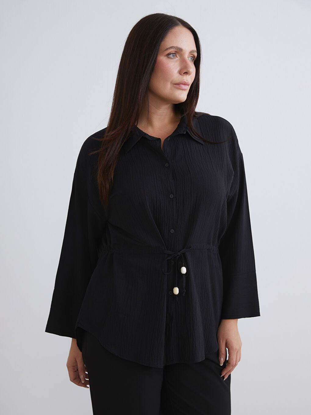 Plus Size Textured Women's Shirt-2