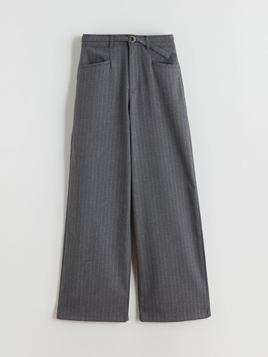 Gri Wideleg Çizgili Kız Çocuk Pantolon