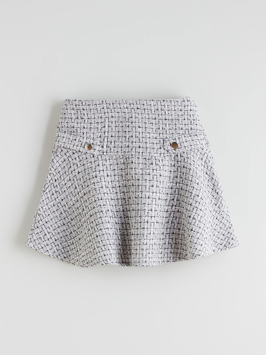 Gri Desenli Tüvit Kız Çocuk Etek-1