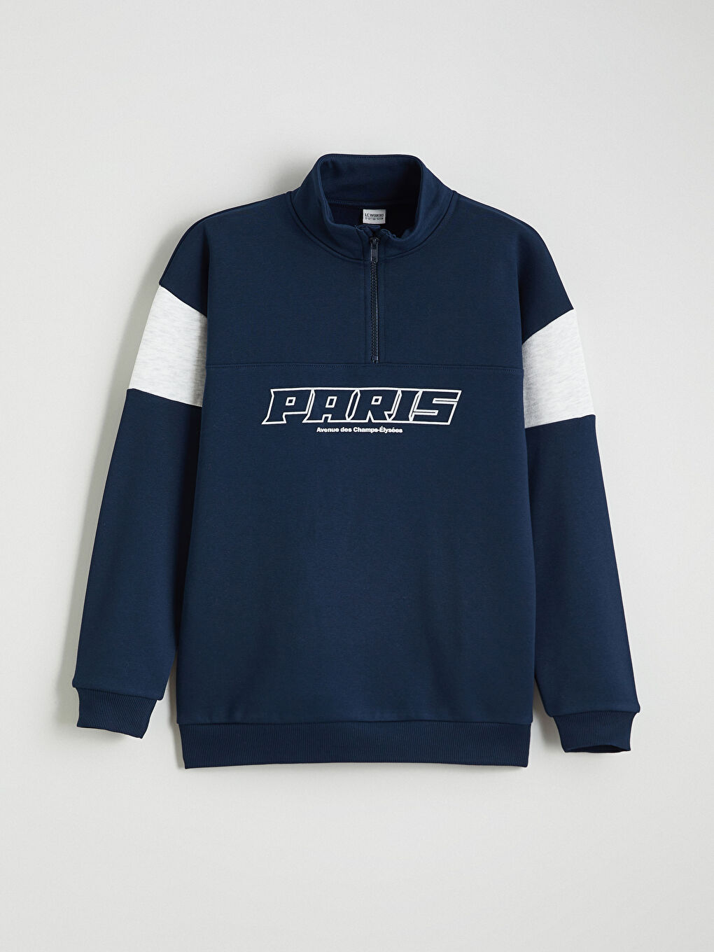 Funnel Neck Paris Print Boys' Thick Sweatshirt