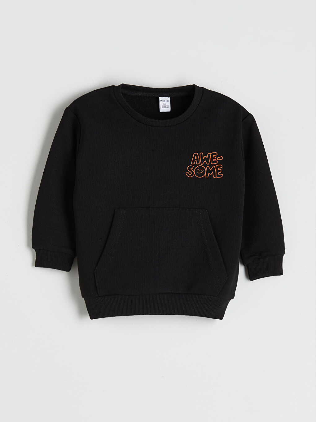 Siyah Bisiklet Yaka Baskılı Erkek Çocuk Sweatshirt