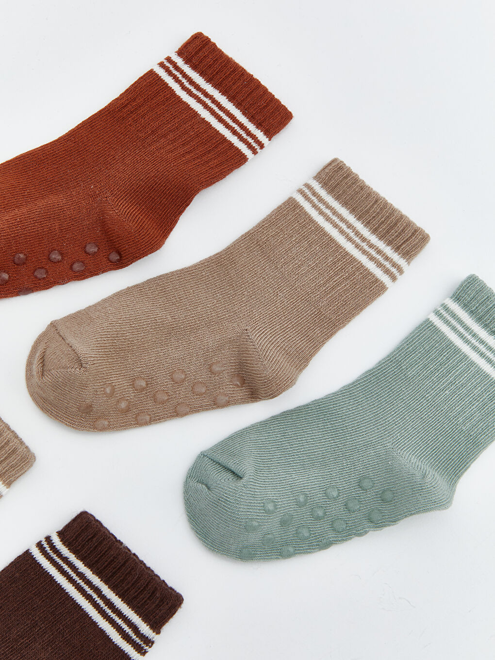 Mavi Çizgili Erkek Bebek Soket Çorap 5'li-1