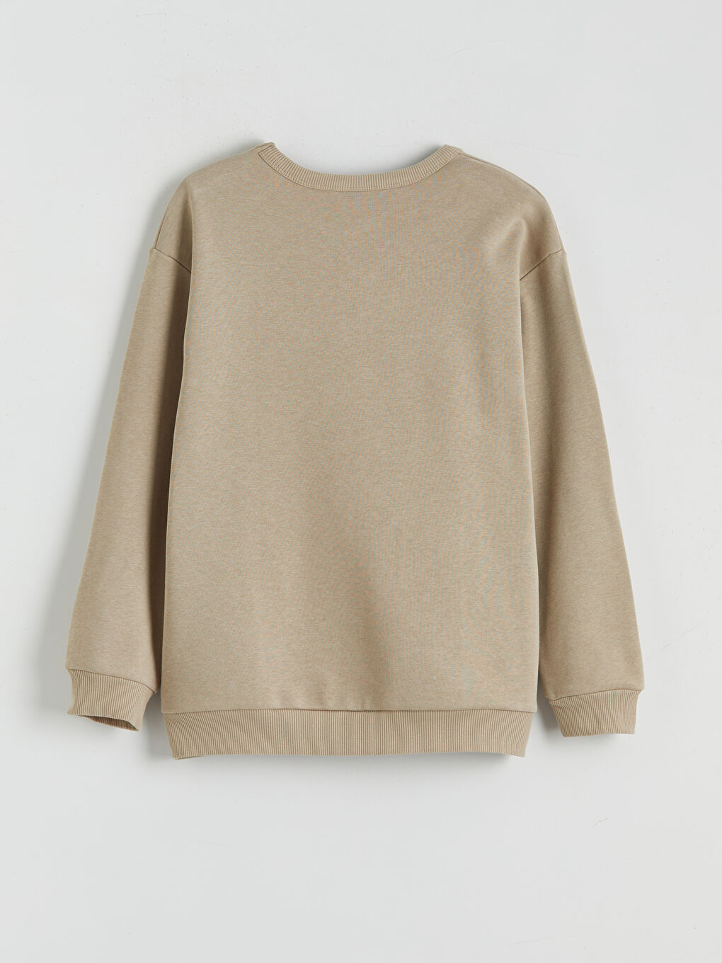 Bej Bisiklet Yaka Baskılı Erkek Çocuk Kalın Sweatshirt-1