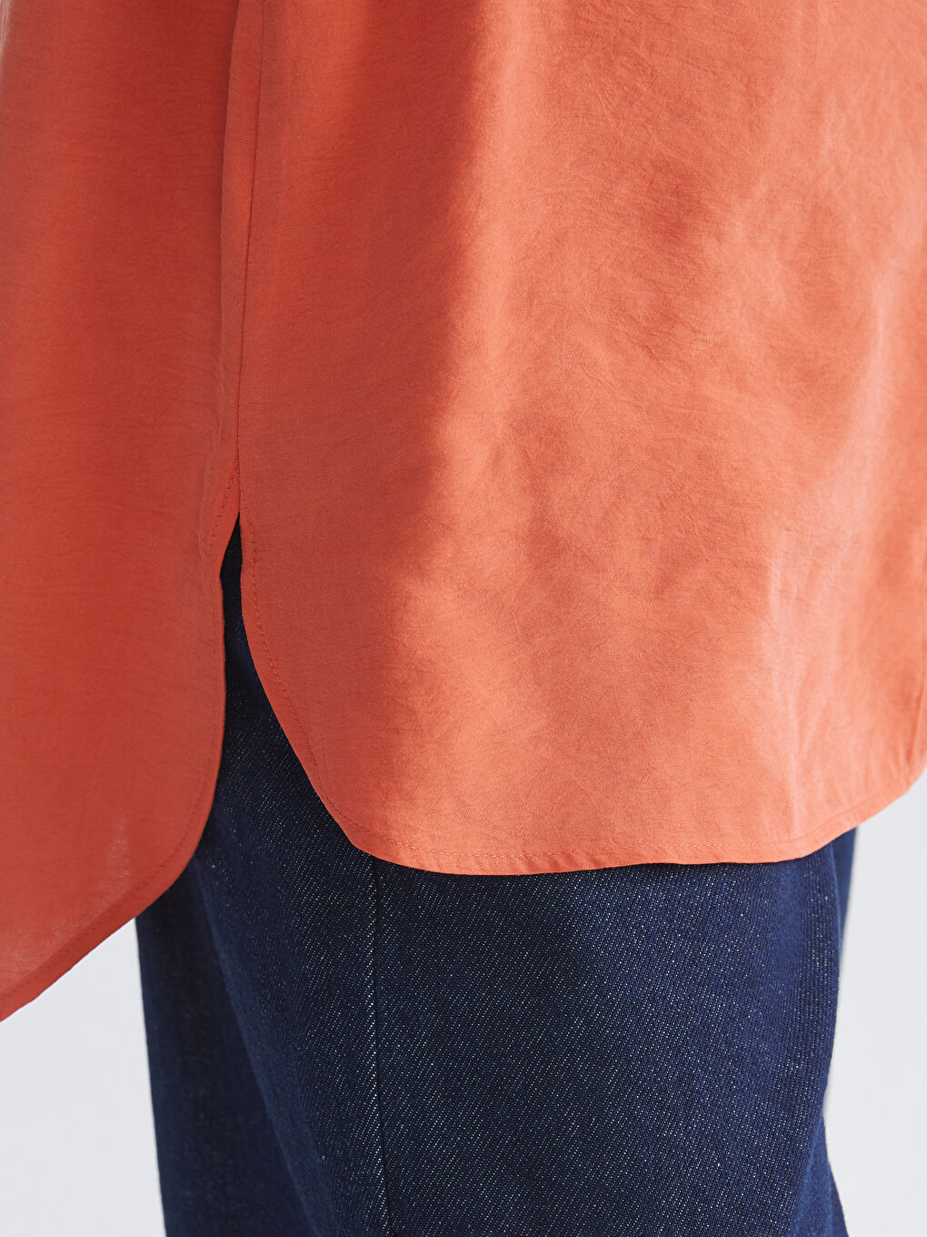 Turuncu Oversize Modal Karışımlı Kadın Gömlek Tunik-2