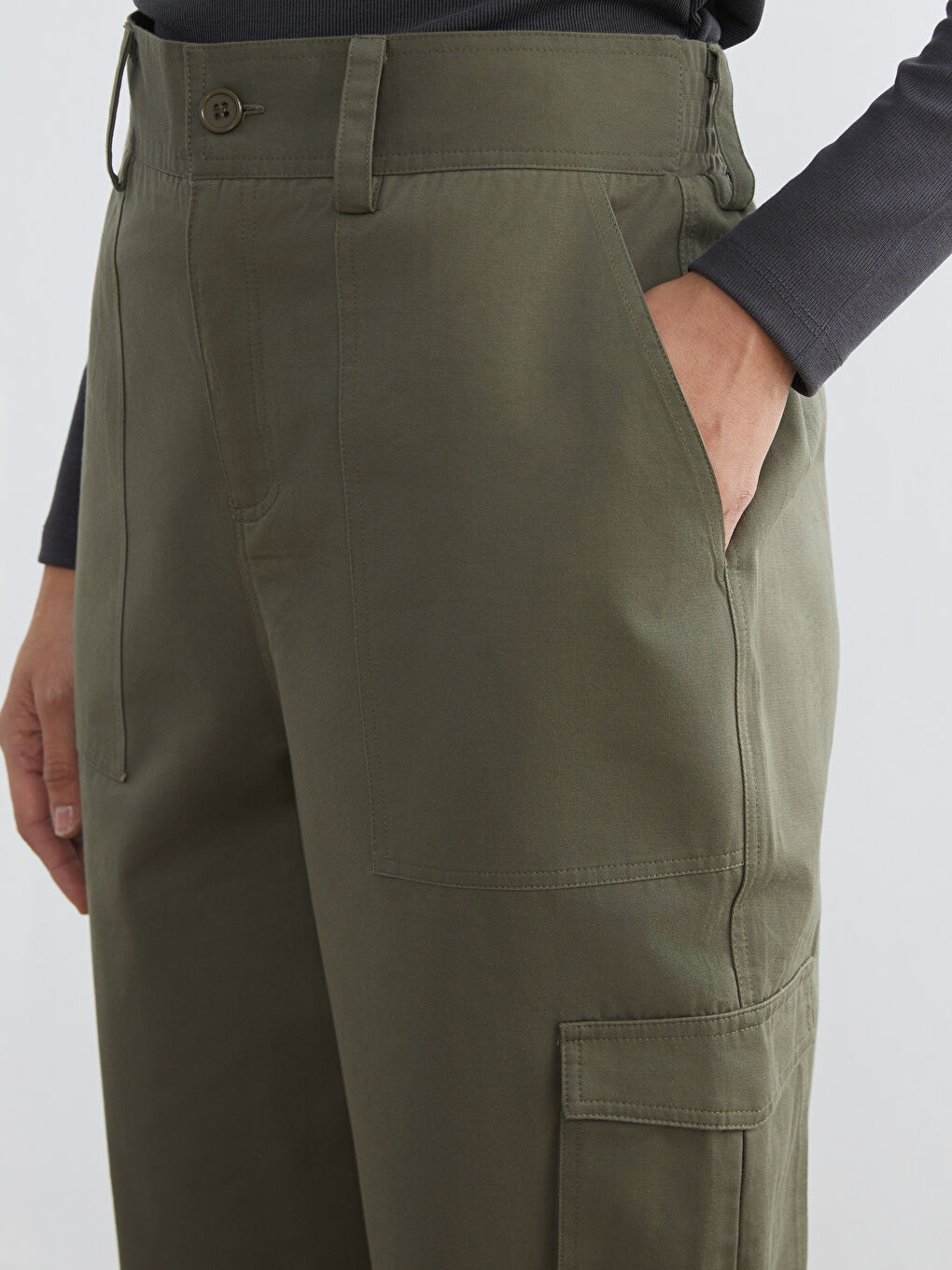 Elastic Waist Gabardine Women's Jogger Trousers-1