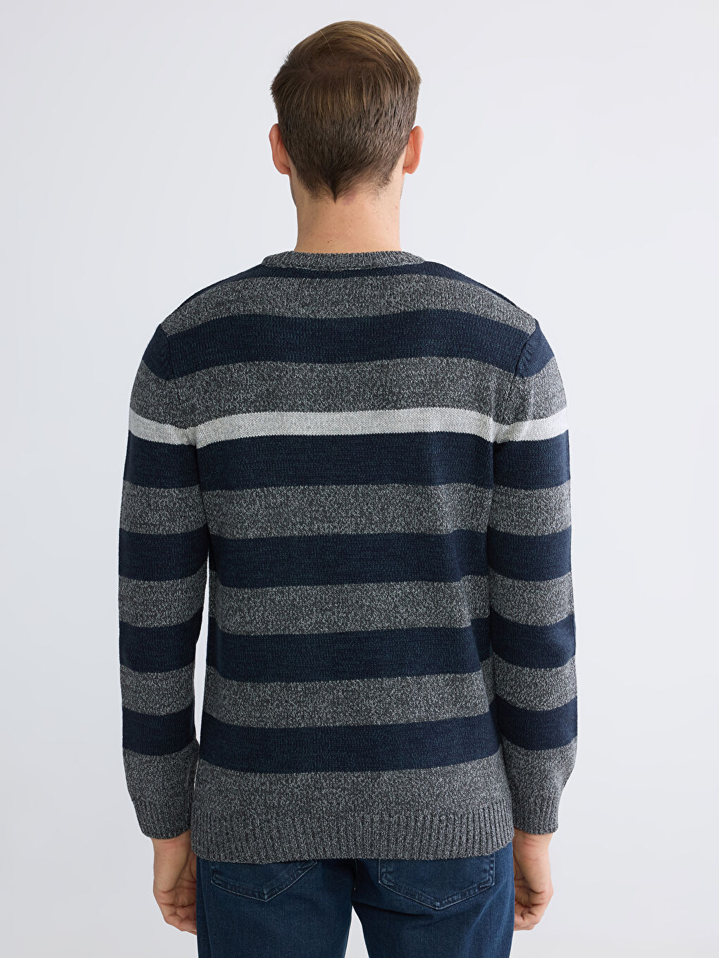 Crew Neck Striped Men's Knitwear Sweater-3