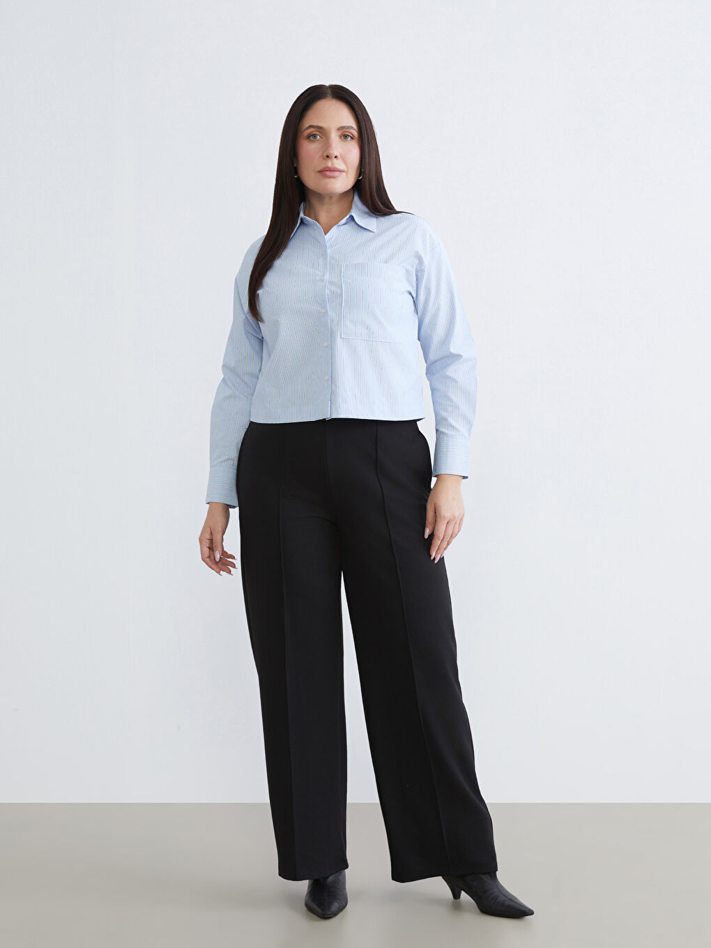 Striped Oversize Poplin Women's Shirt-1