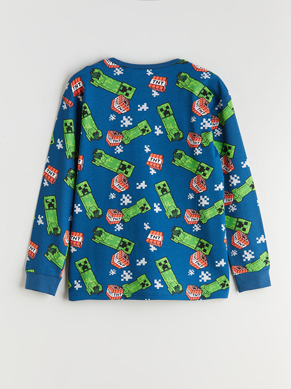 Crew Neck Minecraft Printed Boys' Pyjama Set-2