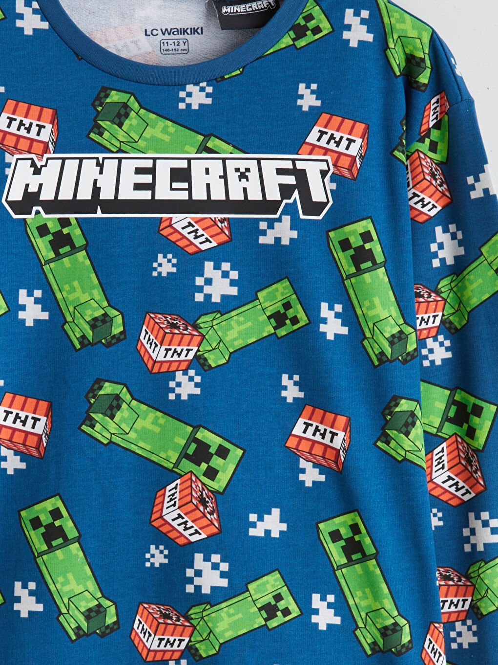 Crew Neck Minecraft Printed Boys' Pyjama Set-5