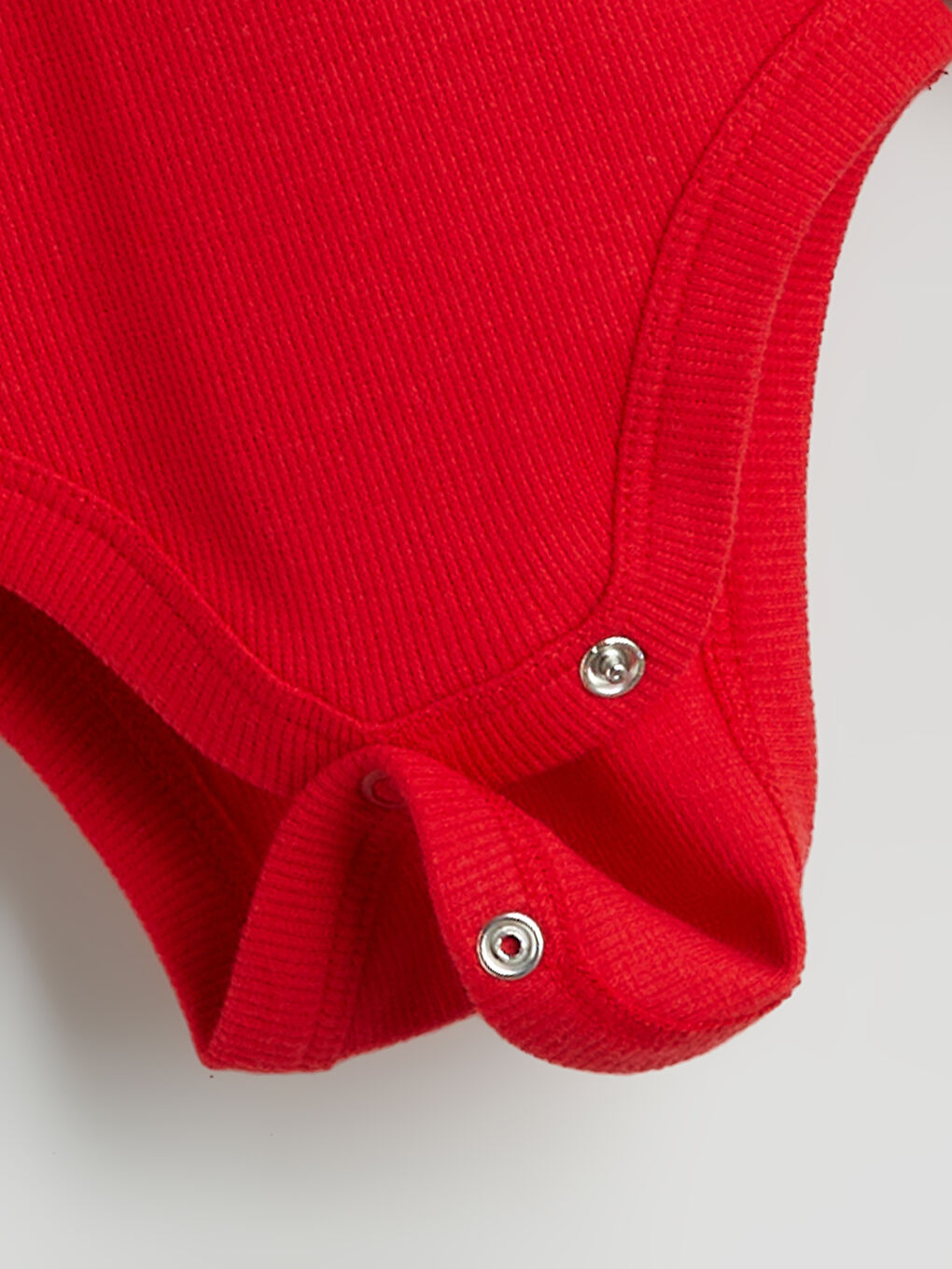 Crew Neck Long Sleeve Baby Girls' Snap Fastening Bodysuit-1