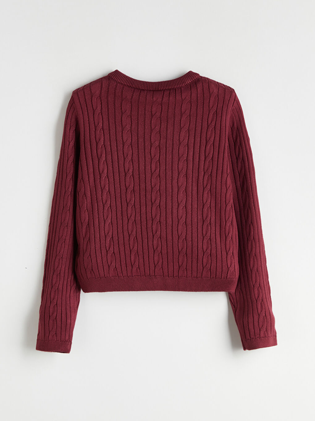 Mürdüm Bisiklet Yaka New York Nakışlı Kız Çocuk Triko Hırka-1