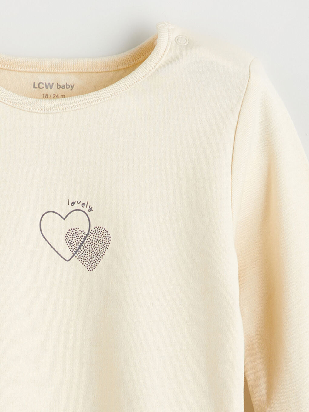 Bej Bisiklet Yaka Baskılı Kız Bebek Çıtçıtlı Body-2