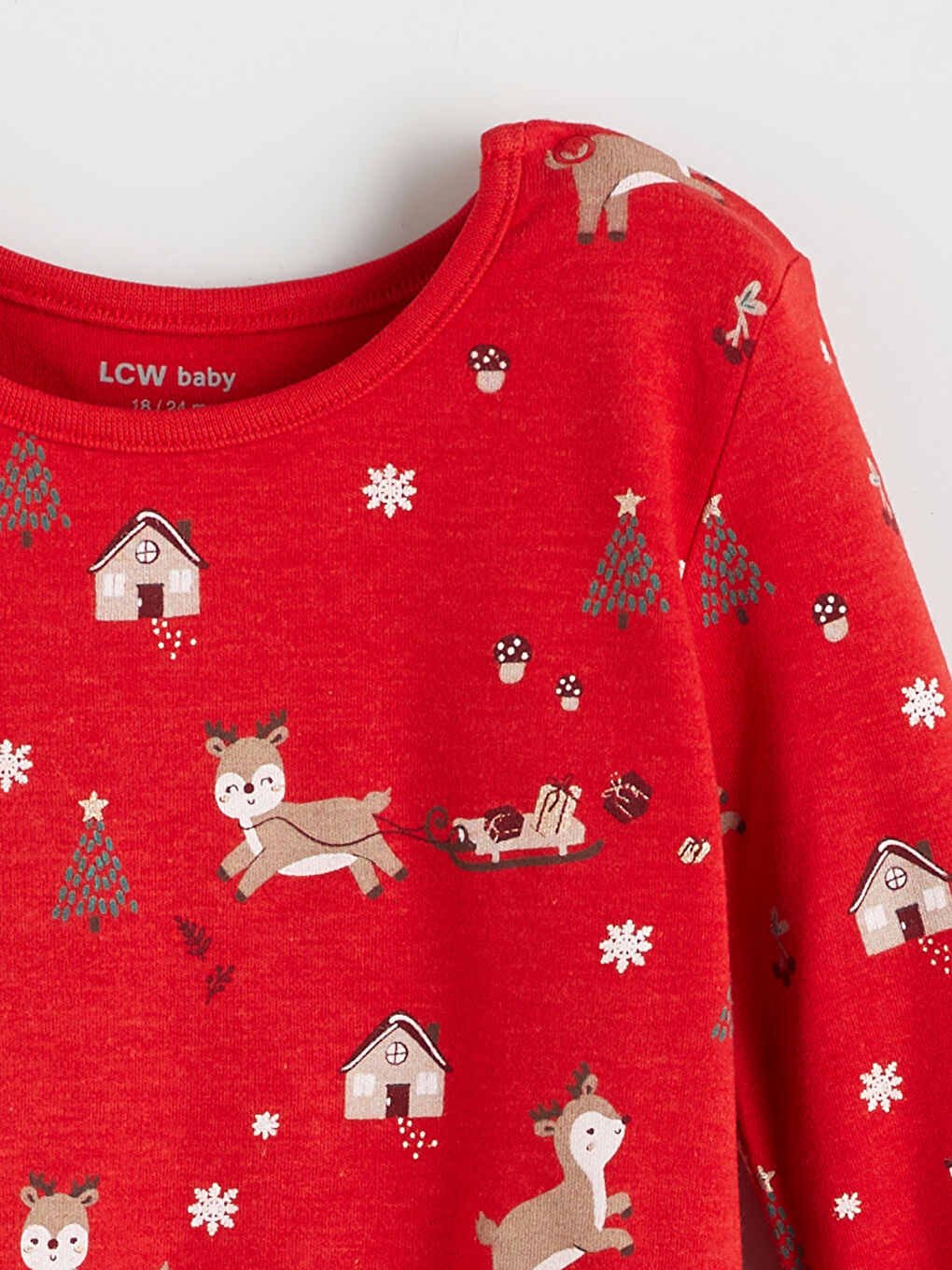 Kırmızı Baskılı Kız Bebek Çıtçıtlı Body-2