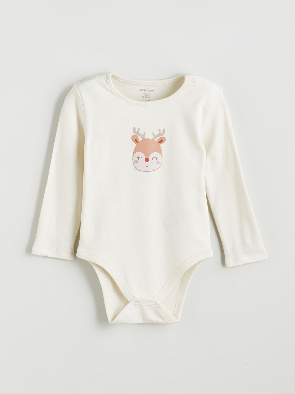 Bej Baskılı Kız Bebek Çıtçıtlı Body