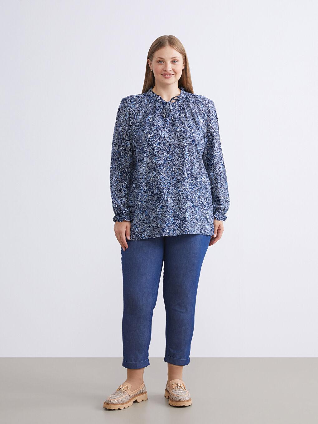 Blouse À Motifs À Col Lavallière-5