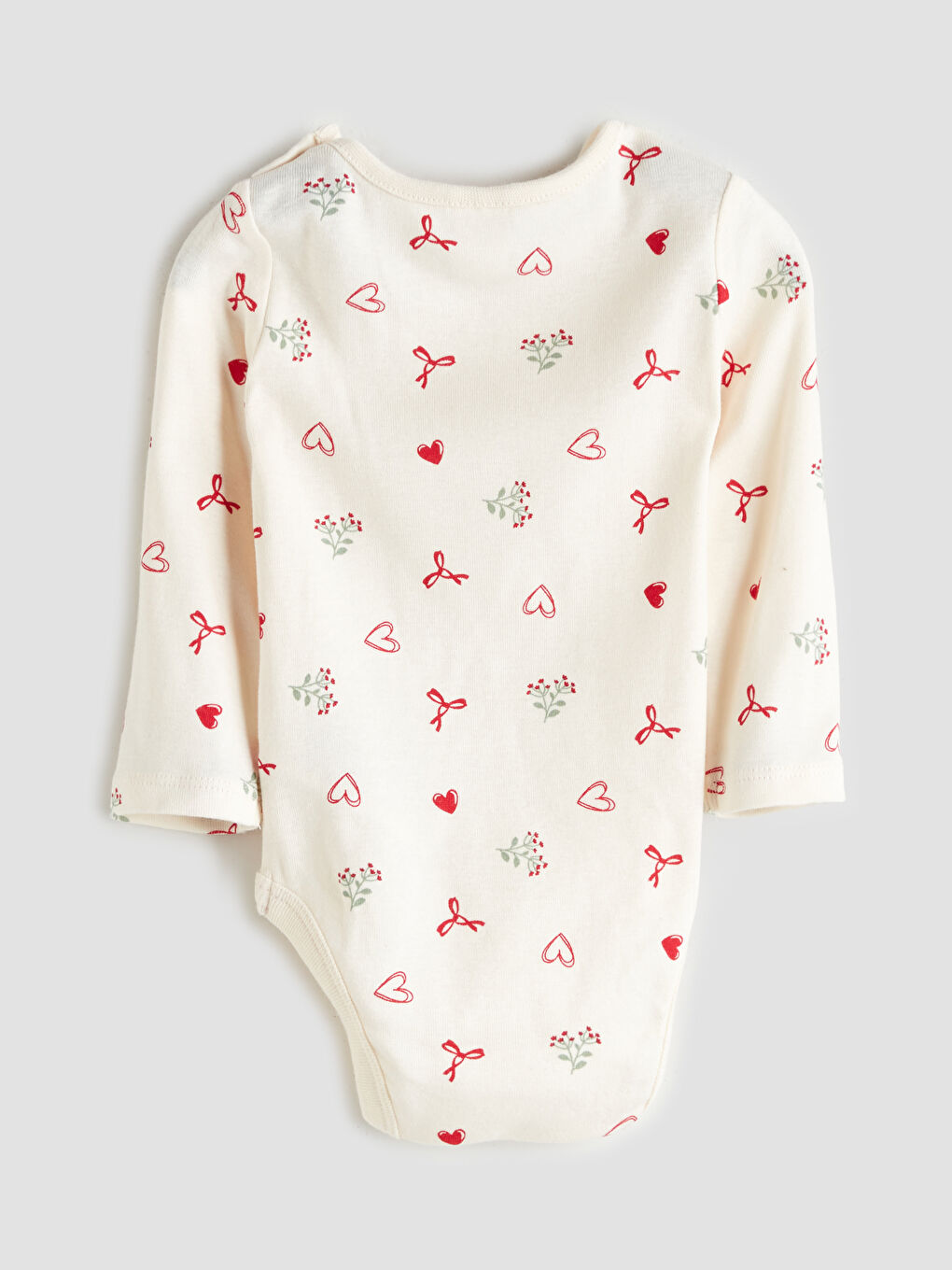 Ekru Baskılı Kız Bebek Çıtçıtlı Bodysuit-2