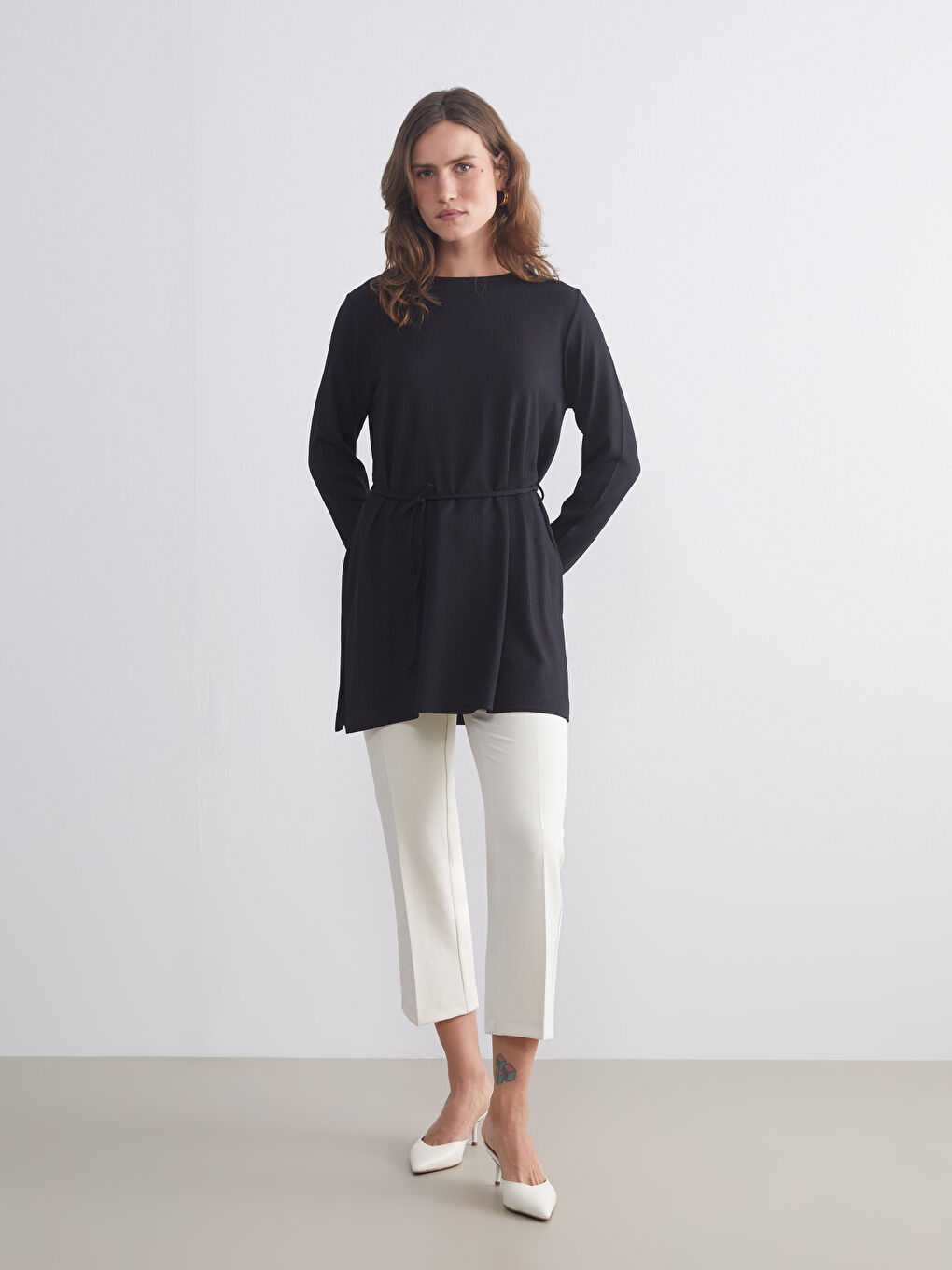 Siyah Bisiklet Yaka Kadın Tunik-2