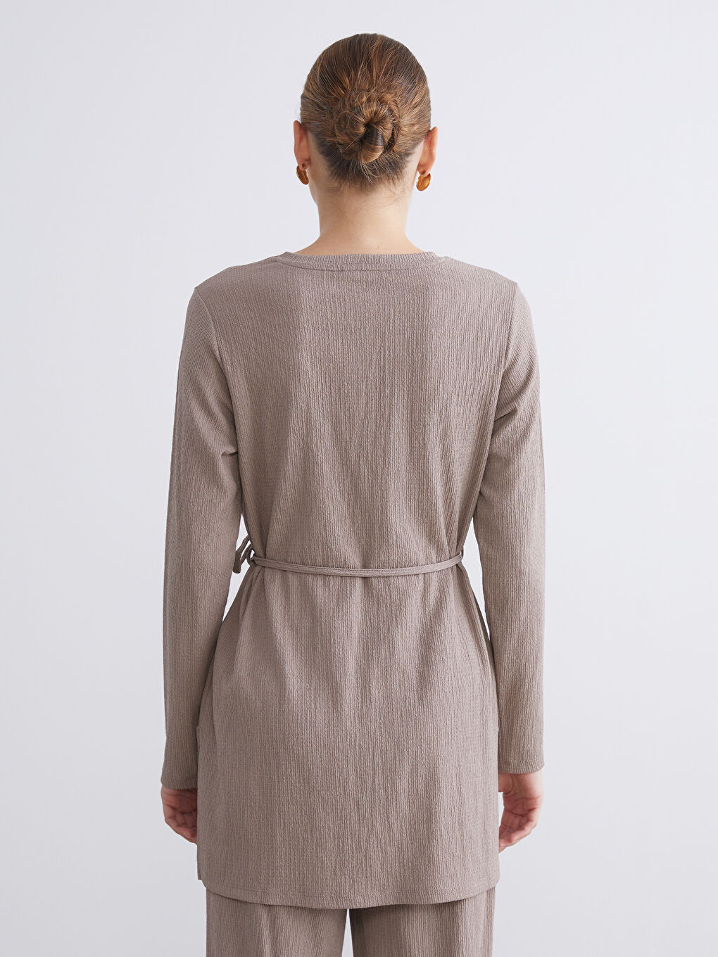 Bej Bisiklet Yaka Kadın Tunik-4