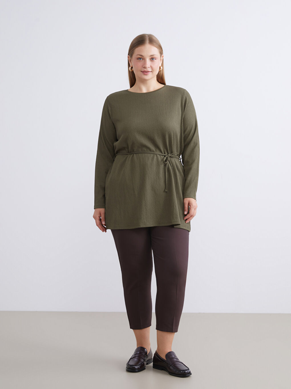 Haki Bisiklet Yaka Kadın Tunik-5