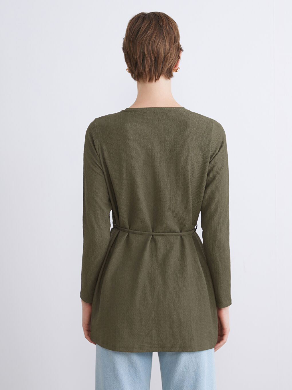 Haki Bisiklet Yaka Kadın Tunik-4