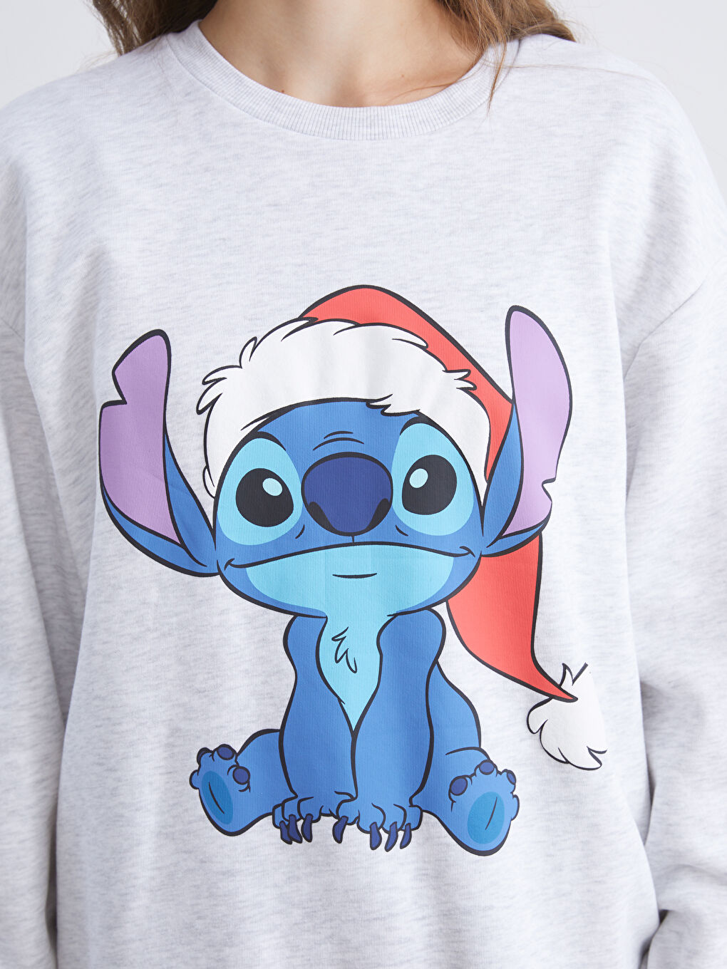 Stitch Printed Oversize Women's Thick Sweatshirt-2