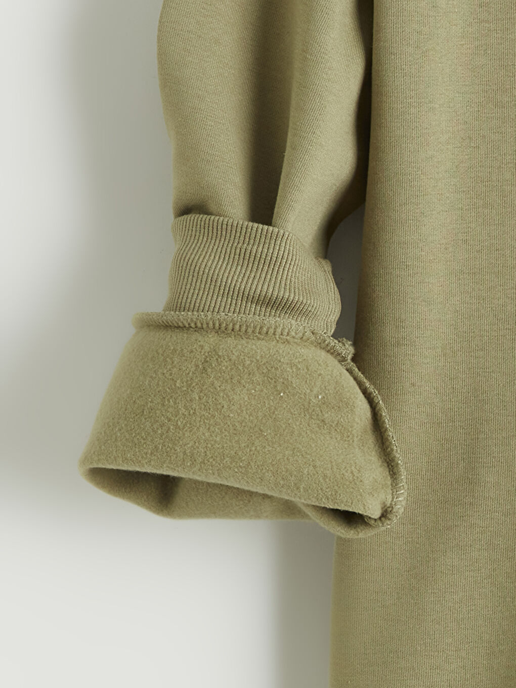 Haki Dik Yaka Erkek Çocuk Kalın Sweatshirt-2