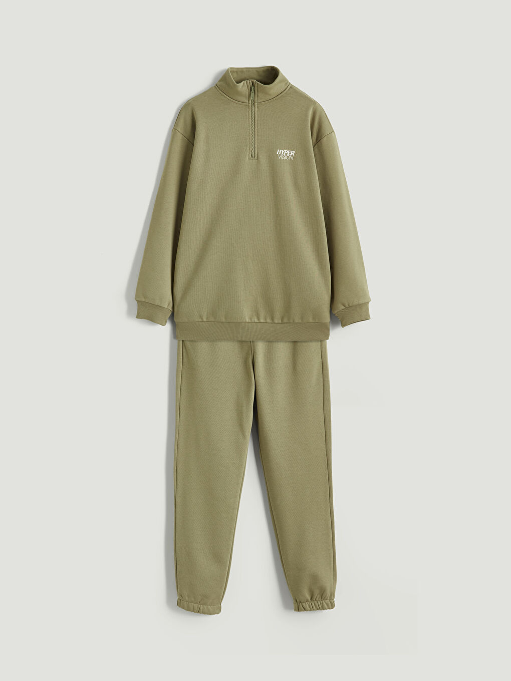 Haki Dik Yaka Erkek Çocuk Eşofman Takım-1